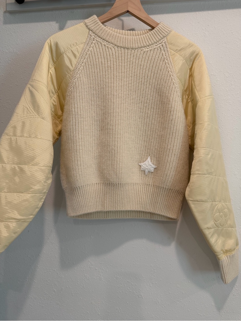 Louis Vuitton Cream Quilted Sleeve Knit Sweater - Women